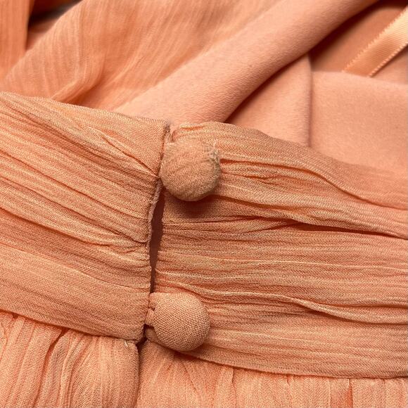 Veronica Beard Florencia Cross Front Silk Sleeveless Coral Chiffon Maxi Dress 8 - Picture 16 of 16